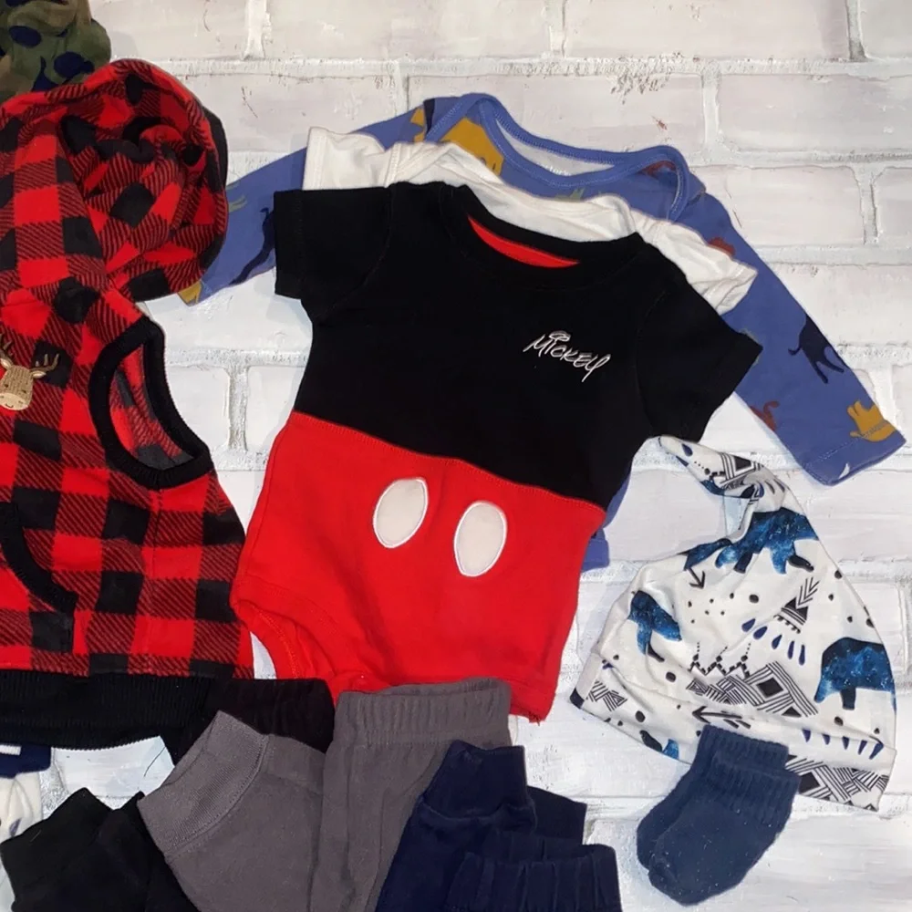 Babyboy 6m fall & winter footie onesie bundle!!
